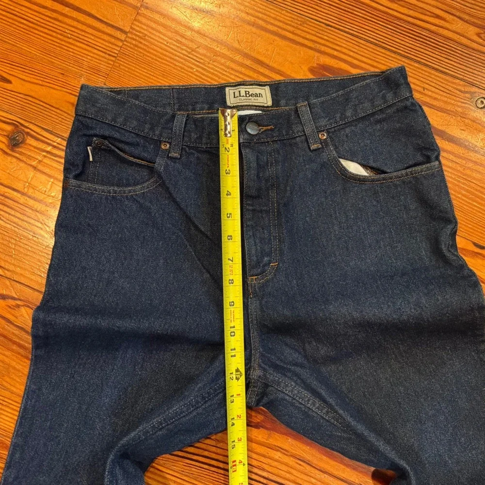 LL Bean Mens Classic Fit Jeans 31x36 Dark Indigo Blue Straight Leg 100% Cotton